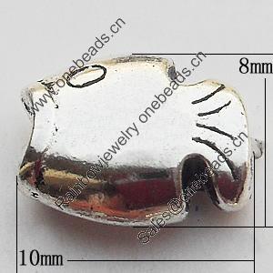 Beads Zinc Alloy Jewelry Findings Lead-free, Fish 10x8mm Hole:1mm, Sold by Bag