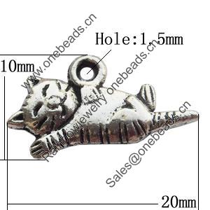 Pendant Zinc Alloy Jewelry Findings Lead-free, Animal 20x10mm Hole:1.5mm, Sold by Bag