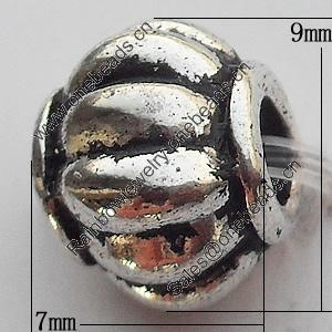Beads Zinc Alloy Jewelry Findings Lead-free, 7x9mm Hole:3mm, Sold by Bag