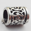 European Style Beads Zinc Alloy Jewelry Findings Lead-free, Column 11x9mm Hole:6mm, Sold by Bag