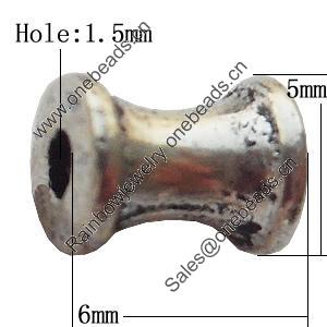 Beads Zinc Alloy Jewelry Findings Lead-free, Pillow 6x5mm Hole:1.5mm, Sold by Bag