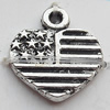 Pendant Zinc Alloy Jewelry Findings Lead-free, Heart 12x13mm Hole:1mm, Sold by Bag