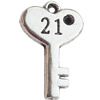 Pendant Zinc Alloy Jewelry Findings Lead-free, Key 14x23mm Hole:1.5mm, Sold by Bag