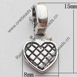 Pendant Bails，Fashion Zinc Alloy jewelry findings， 8x15mm Hole:5mm, Sold by Bag