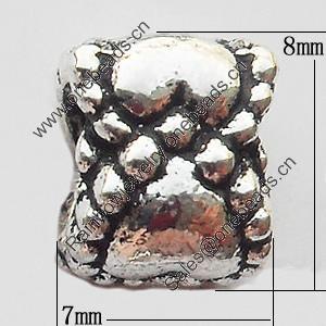 European Style Beads Zinc Alloy Jewelry Findings Lead-free, 7x8mm Hole:5mm, Sold by Bag