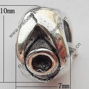 European Style Beads Zinc Alloy Jewelry Findings Lead-free, 7x10mm Hole:6mm, Sold by Bag