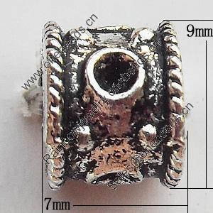 European Style Beads Zinc Alloy Jewelry Findings Lead-free, 7x9mm Hole:5mm, Sold by Bag