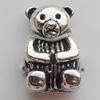 European Style Beads Zinc Alloy Jewelry Findings Lead-free, Bear 9x15mm Hole:4.5mm, Sold by Bag
