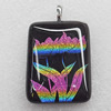 Dichroic Lampwork Glass Pendant with Metal Alloy Head, Rectangle 30x20mm, Sold by PC