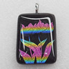 Dichroic Lampwork Glass Pendant with Metal Alloy Head, Rectangle 25x33mm, Sold by PC