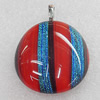 Dichroic Lampwork Glass Pendant with Metal Alloy Head, 25mm, Sold by PC