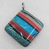 Dichroic Lampwork Glass Pendant with Metal Alloy Head, Diamond 16mm, Sold by PC