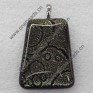 Dichroic Lampwork Glass Pendant with Metal Alloy Head, Trapezia 20x30mm, Sold by PC