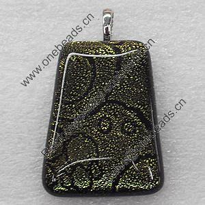 Dichroic Lampwork Glass Pendant with Metal Alloy Head, Trapezia 30x40mm, Sold by PC