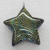 Dichroic Lampwork Glass Pendant with Metal Alloy Head, Star 30mm, Sold by PC