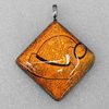 Dichroic Lampwork Glass Pendant with Metal Alloy Head, Diamond 45mm, Sold by PC