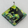 Dichroic Lampwork Glass Pendant with Metal Alloy Head, Diamond 41mm, Sold by PC