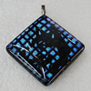 Dichroic Lampwork Glass Pendant with Metal Alloy Head, Diamond 41mm, Sold by PC