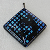 Dichroic Lampwork Glass Pendant with Metal Alloy Head, Diamond 45mm, Sold by PC