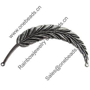 Connectors Zinc Alloy Jewelry Findings Lead-free, Leaf, 16x94mm Hole:2mm, Sold by Bag