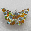 Silver Foil lampwork Pendant With Metal Alloy Head, Butterfly 47x30mm, Sold by PC