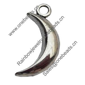 Pendant Zinc Alloy Jewelry Findings Lead-free, Moon, 14x30mm Hole:3.5mm, Sold by Bag