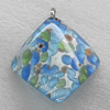 Silver Foil lampwork Pendant With Metal Alloy Head, Twist Diamond 50mm, Sold by PC