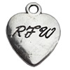Pendant Zinc Alloy Jewelry Findings Lead-free, Heart, 15x20mm Hole:2.5mm, Sold by Bag