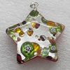 Silver Foil lampwork Pendant With Metal Alloy Head, Star 35x35x8mm, Sold by PC