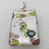 Silver Foil lampwork Pendant With Metal Alloy Head, Trapezia 30x40x8mm, Sold by PC