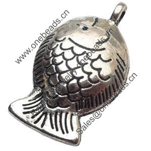 Pendant Zinc Alloy Jewelry Findings Lead-free, Fish, 18x31mm Hole:3mm, Sold by Bag