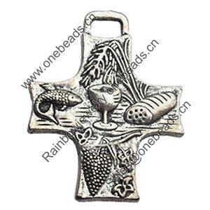 Pendant Zinc Alloy Jewelry Findings Lead-free, Cross, 26x33mm, Sold by Bag