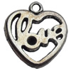 Pendant Zinc Alloy Jewelry Findings Lead-free, Heart, 18x20mm Hole:2mm, Sold by Bag