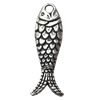 Pendant Zinc Alloy Jewelry Findings Lead-free, Fish, 7x24mm Hole:2mm, Sold by Bag