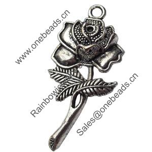 Pendant Zinc Alloy Jewelry Findings Lead-free, Flower, 22x46mm Hole:3mm, Sold by Bag