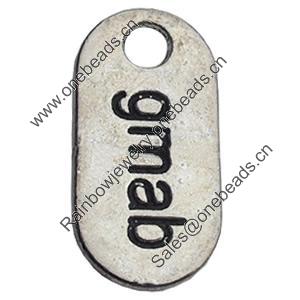 Pendant Zinc Alloy Jewelry Findings Lead-free, 13x26mm Hole:4mm, Sold by Bag