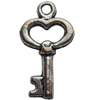 Pendant Zinc Alloy Jewelry Findings Lead-free, Key, 8x15mm Hole:1.5mm, Sold by Bag