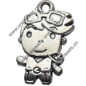 Pendant Zinc Alloy Jewelry Findings Lead-free, Boy, 15x23mm Hole:2mm, Sold by Bag