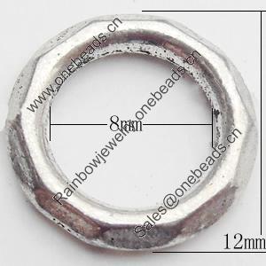 Donut Zinc Alloy Jewelry Findings Lead-free, O:12mm I:8mm, Sold by Bag