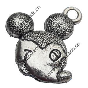 Pendant Zinc Alloy Jewelry Findings Lead-free, Animal Head, 18x17mm Hole:2mm, Sold by Bag