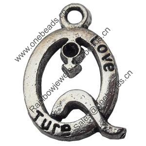 Pendant Zinc Alloy Jewelry Findings Lead-free, 15x23mm Hole:2mm, Sold by Bag