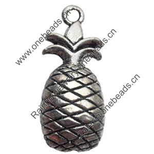 Pendant Zinc Alloy Jewelry Findings Lead-free, Pineapple, 17x40mm Hole:3mm, Sold by Bag