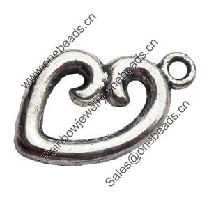 Pendant Zinc Alloy Jewelry Findings Lead-free, Heart, 12x20mm Hole:2mm, Sold by Bag