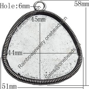 Pendant Zinc Alloy Jewelry Findings Lead-free, O:51x58mm I:45x44mm Hole:3mm, Sold by Bag