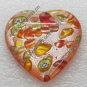 lampwork Cabochons, Heart 23x23x7mm, Sold by PC