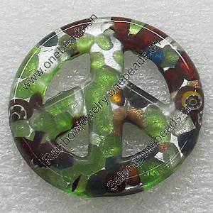 Silver Foil lampwork Pendant, 40x40mm, Sold by PC