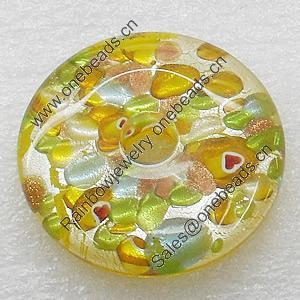 Silver Foil lampwork Pendant, Flat Round 25x25x7mm, Sold by PC