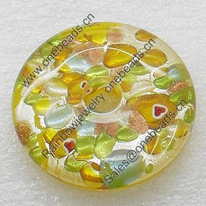 Silver Foil lampwork Pendant, Flat Round 30x30x8mm, Sold by PC
