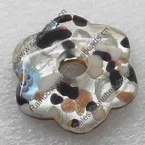 Silver Foil lampwork Pendant, Flower 30x30x8mm, Sold by PC