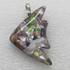 Silver Foil lampwork Pendant With Metal Alloy Head, Fish 25x40mm, Sold by PC